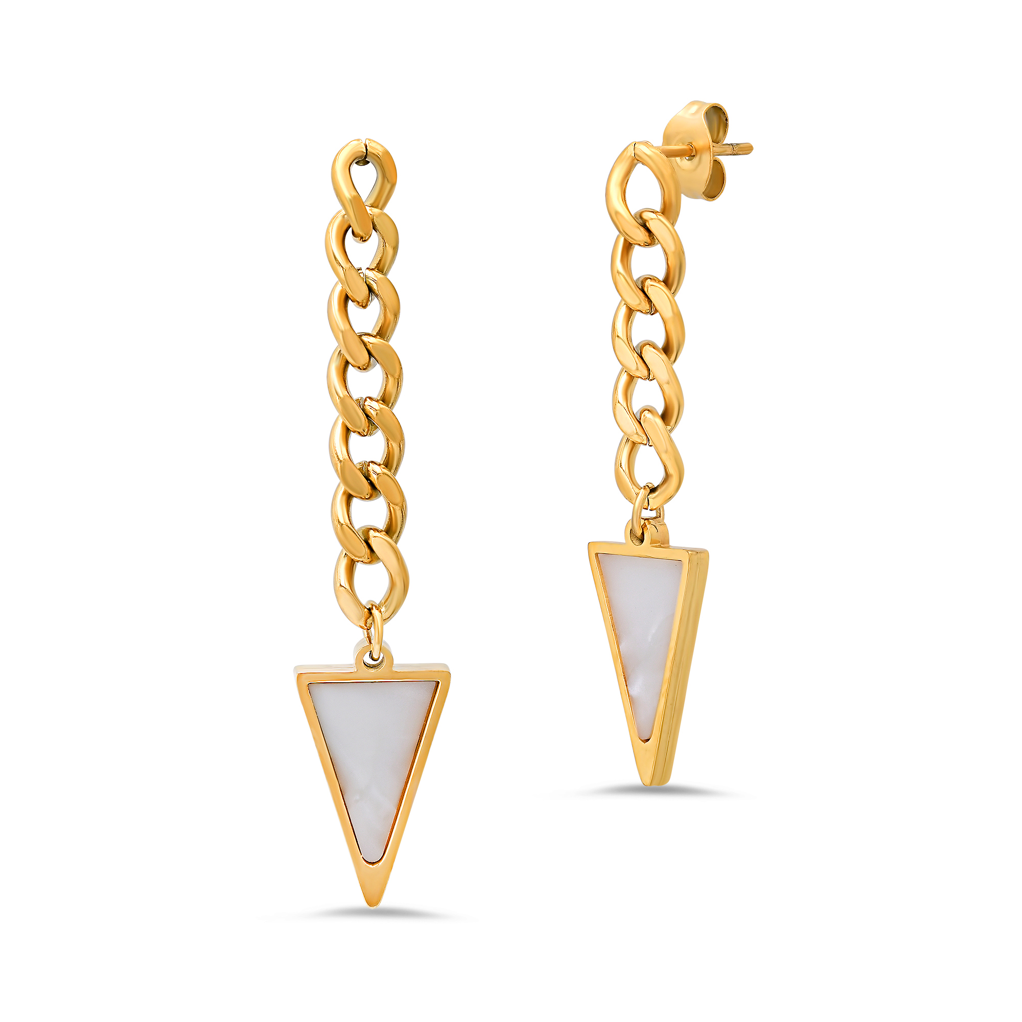18K Gold Plated Triangle Drop Earrings - Gallery 4