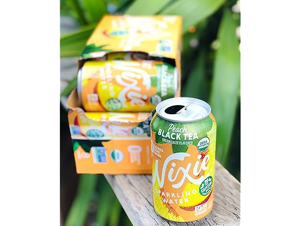 Nixie Sparkling Water, Peach Black Tea, 12 oz.