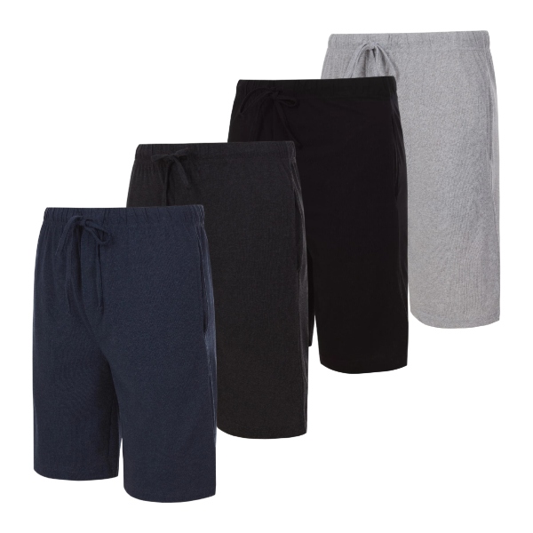 4Pk Mens Cotton Soft Knit Pajama Shorts - Gallery 7