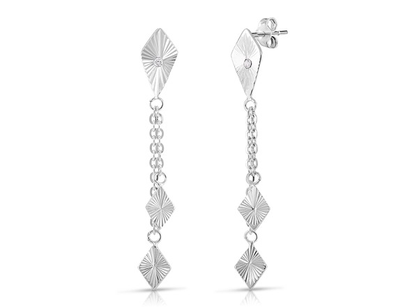 Yeidid Italian 925 Sterling Silver Diamond Cut Marquise Drop Earrings