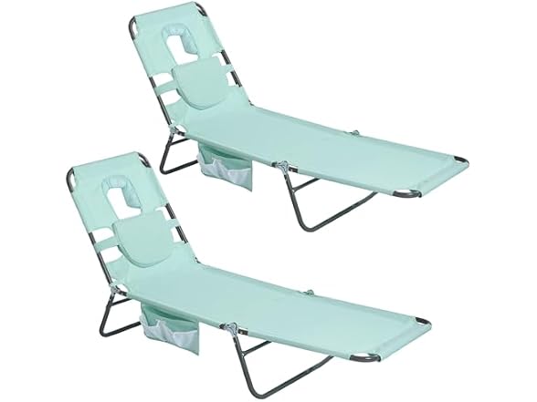 SUNNYFEEL Teal 2pk Lay Flat Tanning Lounger