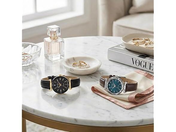 Jessica Simpson Round Watch Leather Band