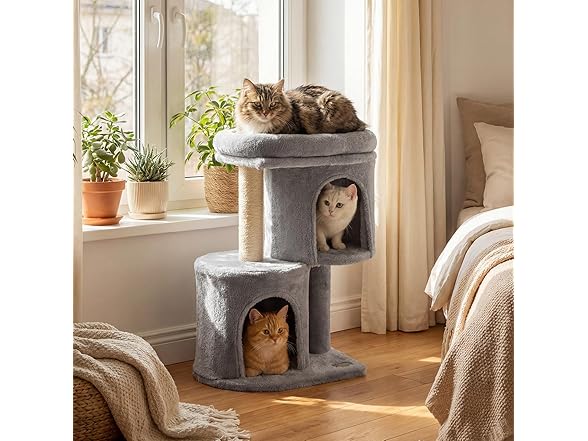 DORTALA Cat Tree for Indoor Cats, 26-Inch Grey