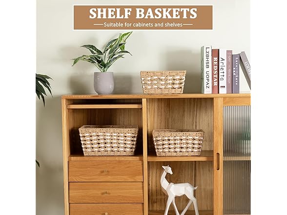 OIAHOMY Wicker Storage Baskets, Yellow & White