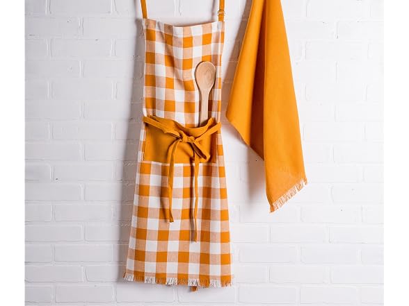 DII Unisex Buffalo Check Kitchen Collection Apron, Pumpkin