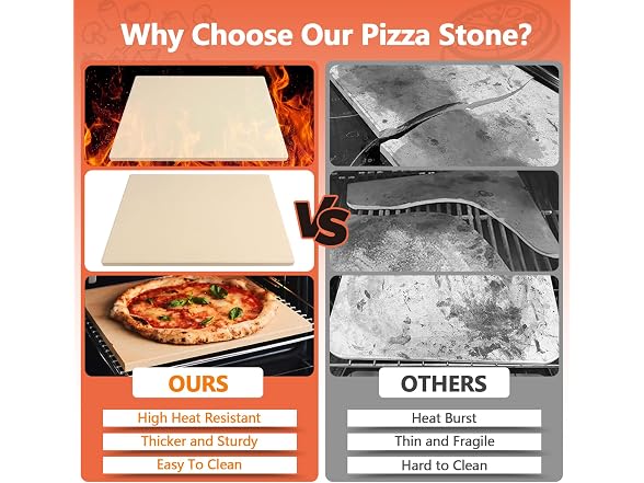 MAXTBEE 15x12 Inch Rectangle Pizza Stone for Oven and Grill