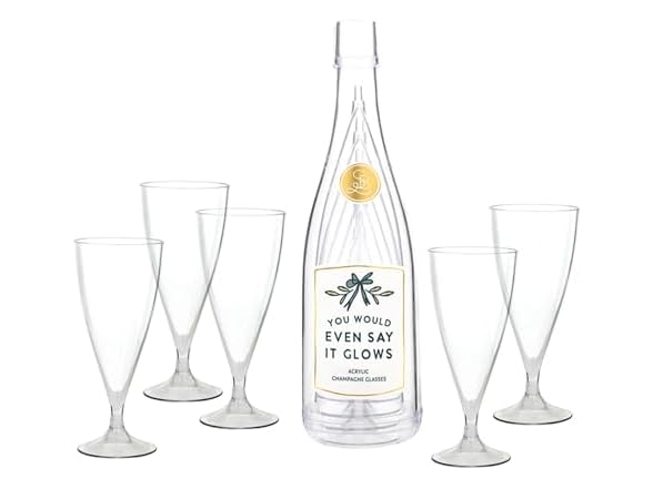 Santa Barbara Design Studio Acrylic Champagne Bottle with 5 Glasses
