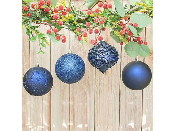 KI Store Large Dark Blue Christmas Balls 4-Inch 16pcs