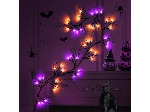 SURCVIO 6 Ft 54 LED Halloween Willow Vine