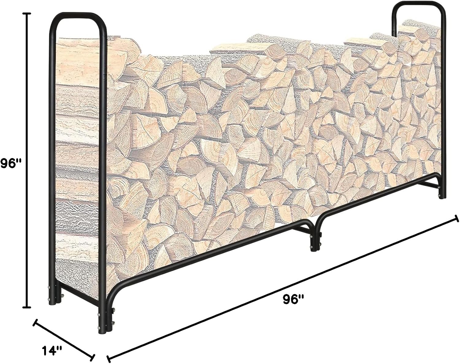 SnugNiture 8ft Outdoor Firewood Rack, Steel Tubular - Gallery 2