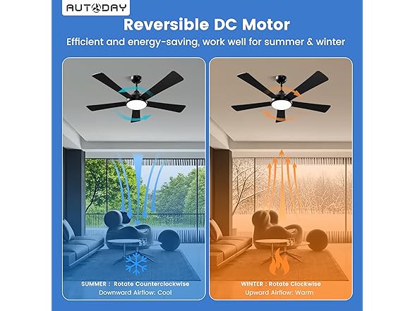 Autoday Ceiling Fan with Light | 52in