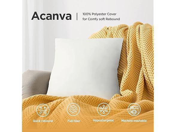 Acanva 2 Pack Square Throw Inserts