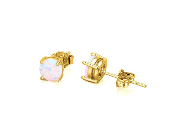 Genuine White Fire Opal Stud Earrings