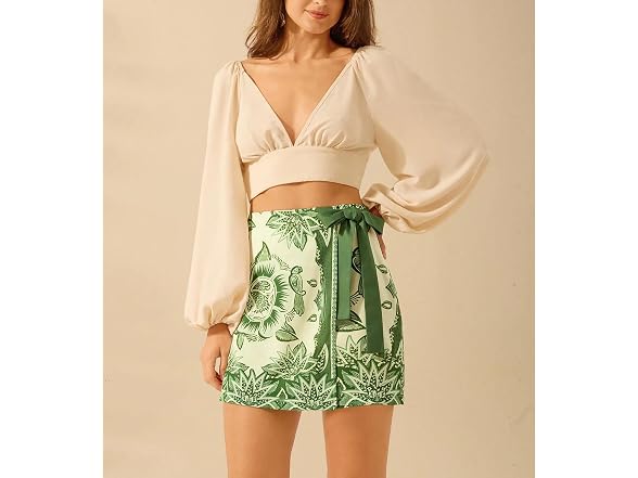 Talakeno Dark Green Floral Wrap Skirt M