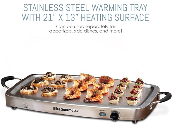 Elite Gourmet Triple 3 x 2.5 Quart Trays Buffet Server 7.5 Qt