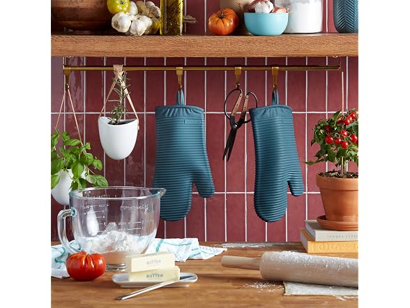KitchenAid Ribbed Soft Silicone Oven Mitt Set Agave