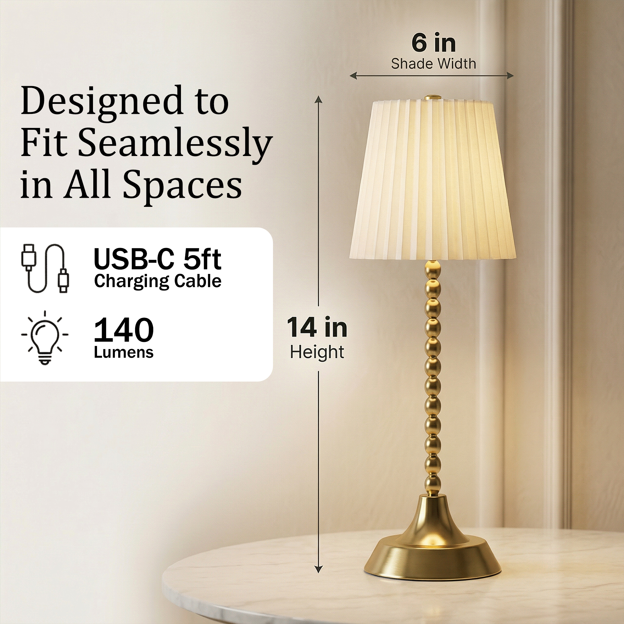 Beaded Stem Pleated Shade Lamp - Gallery 21