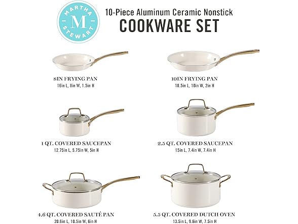 Martha Stewart Lockton Premium 10 Piece Cookware Set