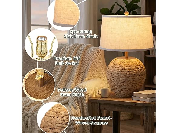 TOBUSA HKRC-TL-KN-T0208-1 Rattan Table Lamp