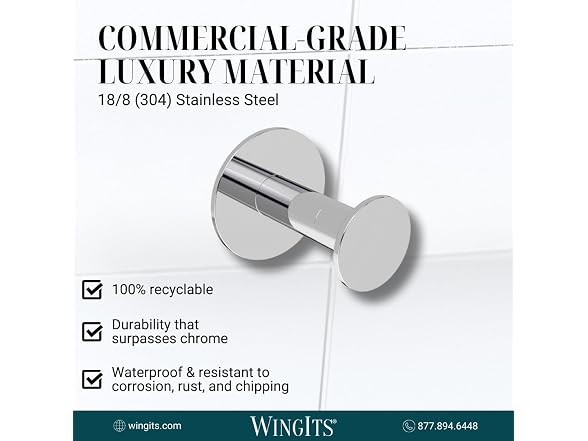 WingIts Modern Elegance Single Button Robe Hook