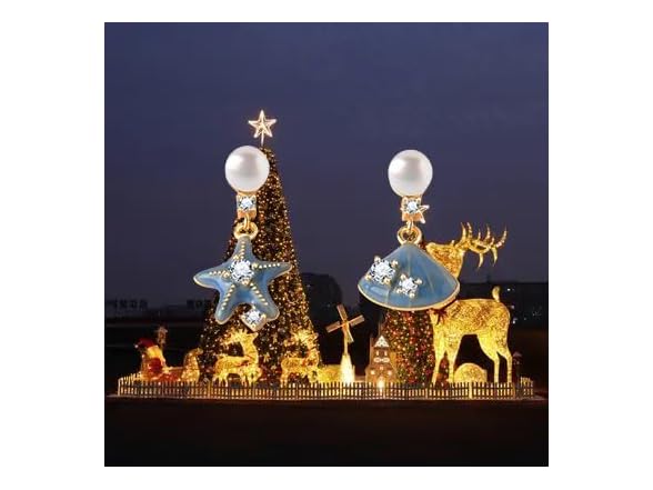 Asymmetric Starfish Shell Earrings Blue