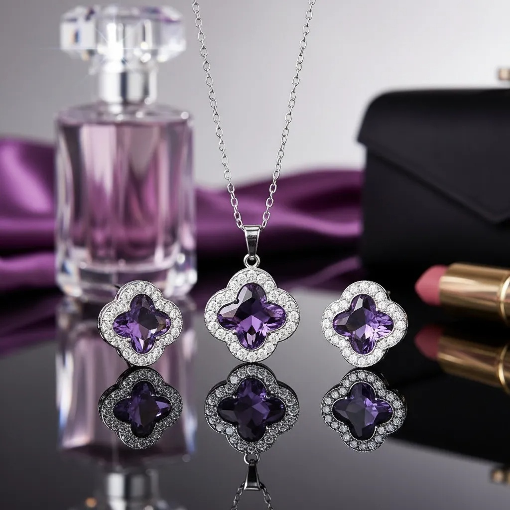 Womens Clover Pendant & Earrings Set - Gallery 19