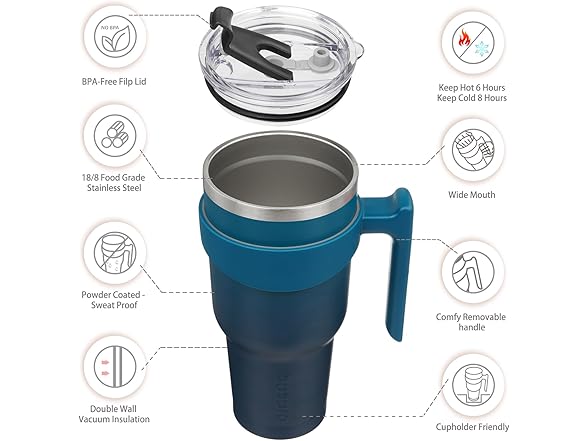 BJPKPK 40 oz Tumbler w/Handle, Indigo