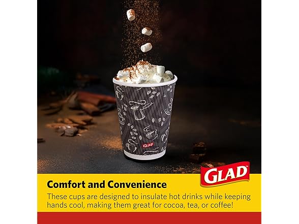 Glad Disposable Coffee Cups with Lids, 12 Oz