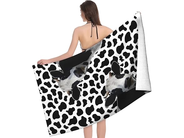 Milk Cow Print Black and White Beach Towel So