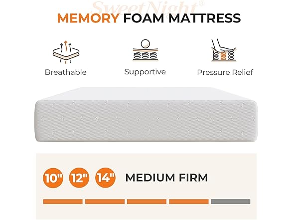 Sweetnight 12 Inch Full Size Mattress, Full Memory Foam