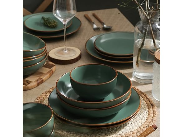 Stone Lain Brasa Stoneware 16 PC Dinnerware Set Green