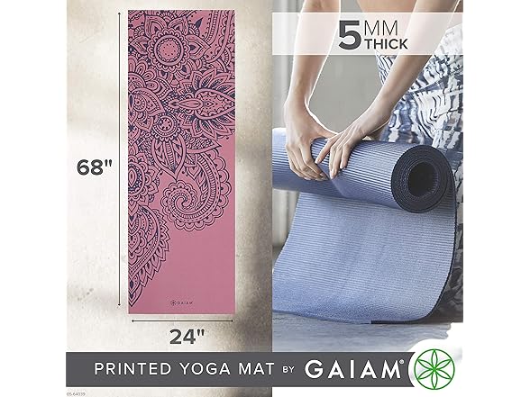 Gaiam Yoga Mat, Paisley Tropical, 5mm