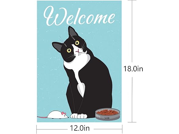 Black Cat Garden Flag 12x18 Welcome