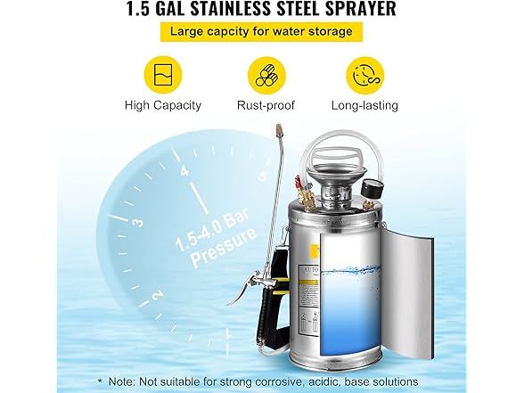 VEVOR 1.5Gal Stainless Steel Sprayer