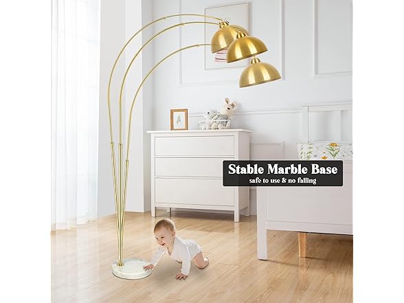 GoBright Contemporary Gold 73" Arc Floor Lamp with Dome Shade