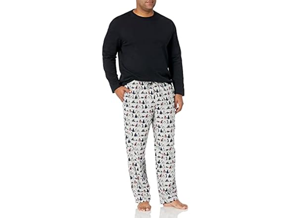 Amazon Essentials Mens Flannel Pant and LS T-Shirt PJ Set (M)