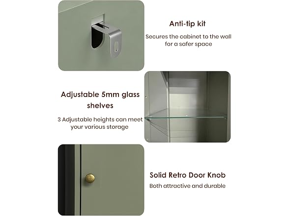 HAIOOU Forest Green Tall Narrow Storage Cabinet 