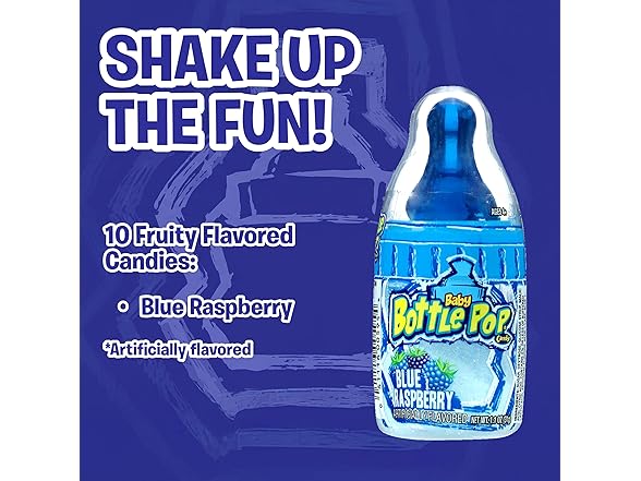10Ct Baby Bottle Pop Blue Raspberry Lollipops