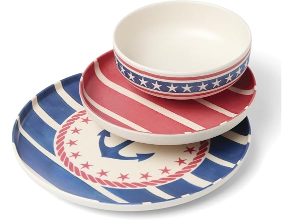 Oneida 24 Seven Aweigh We Go Melamine 18-Piece Dinnerware Set