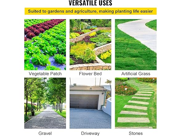 VEVOR 5FTx250FT Premium Heavy Duty Weed Barrier Landscape Fabric