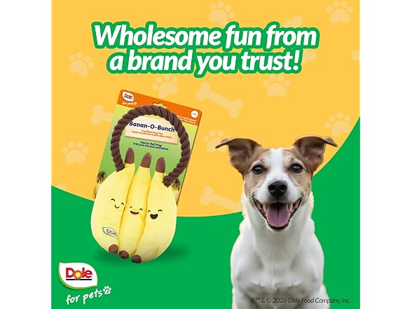 Dole for Pets Dog Rope Toy with Squeakers, Banana