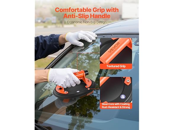 Glass Suction Cup, 8" 2 Pack 615 lbs Load Steel