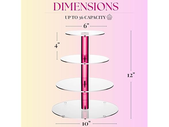 4-Tier Pink Acrylic Cupcake Stand