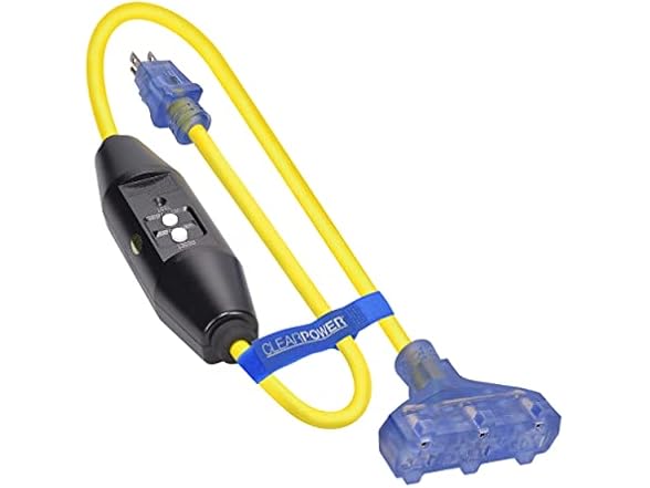 Clear Power 3 ft 12/3 SJTW, Cord Adapter, GFCI