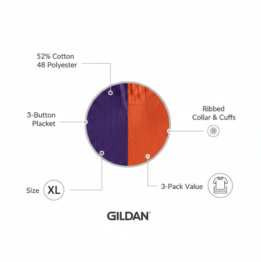 3-Pack Gildan XL Polos Cotton Blend - Gallery 5