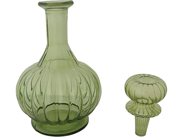 Creative Co-Op 40-Ounce Round Ribbed Glass Decanter  - Gallery 3