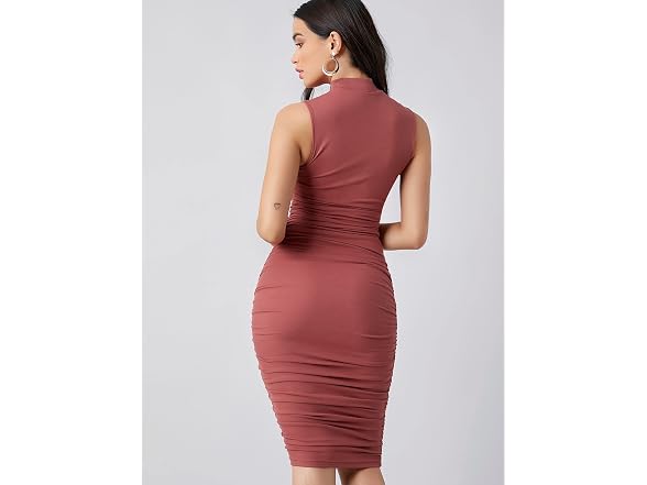 Floerns Women (XS) Solid Sleeveless Mock Dress