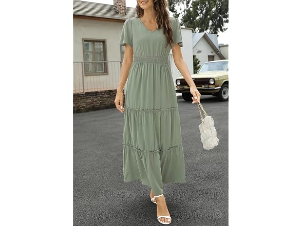 Zattcas Women (M) Short Sleeve Maxi Dress