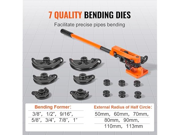 Pipe Tube Bender, 3/8" to 1" OD Manual Pipe Tube