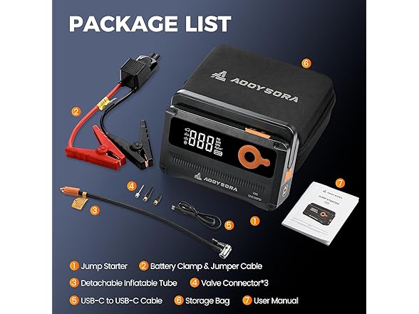 Car Battery Jump Starter with Air Compressor 6000A